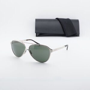 Saint Laurent SL734 002 Aviator Sunglasses - Silver/Grey